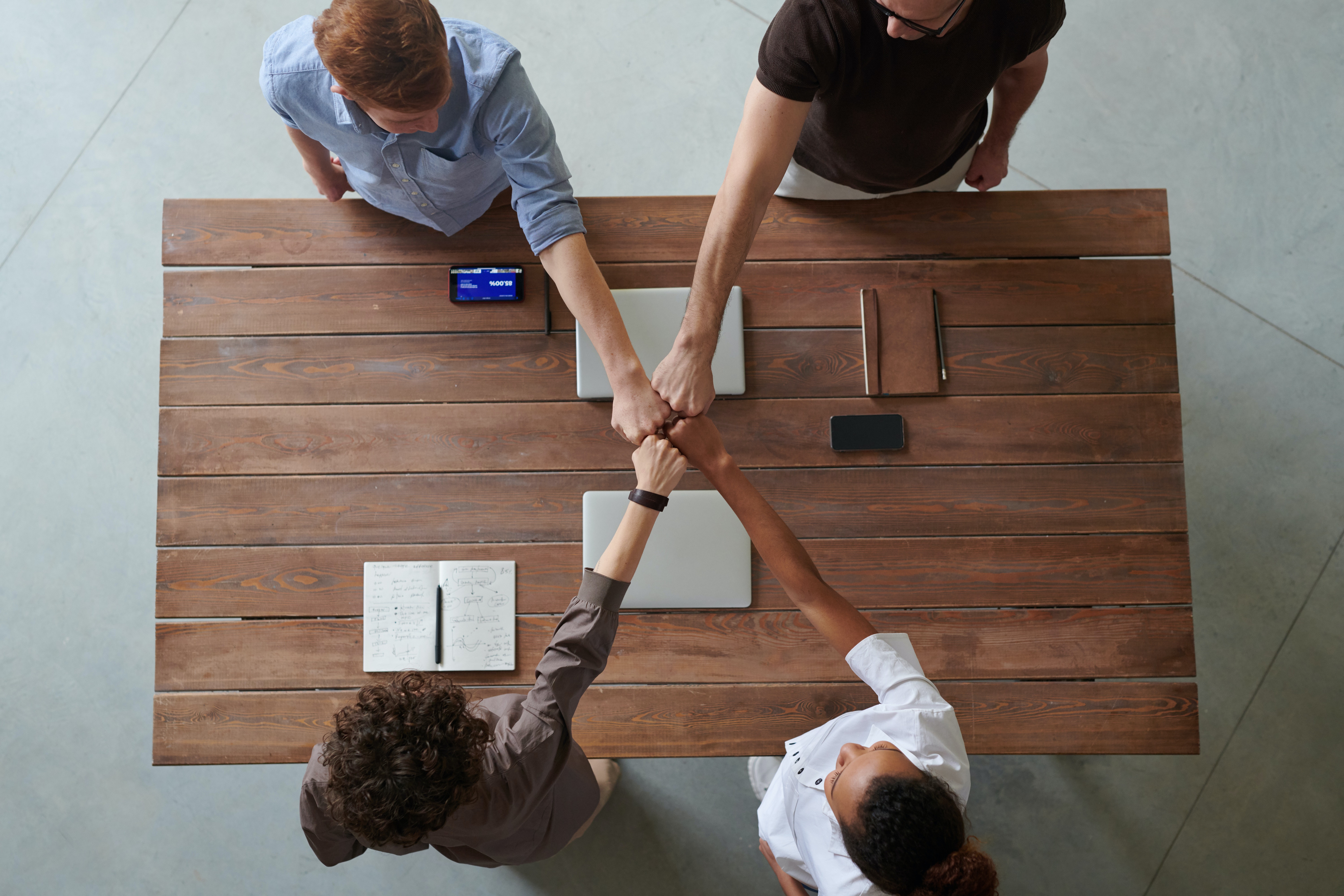 Business professionals discussing technology consulting services